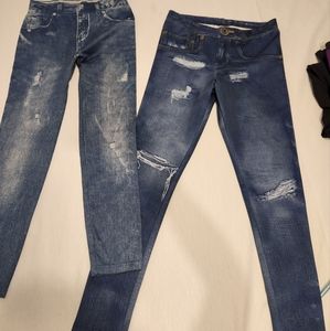 Denim print leggings